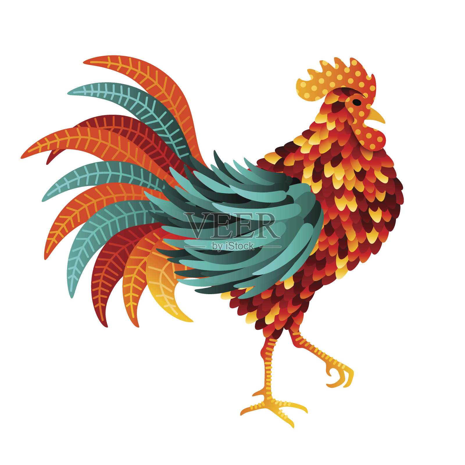 中国2017年新年象征鸡插画图片素材