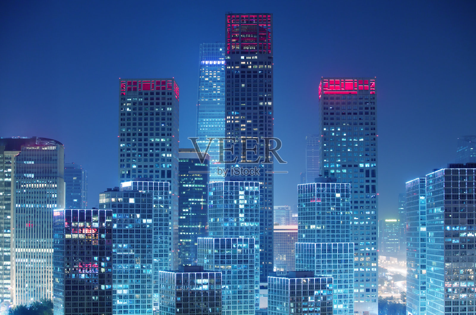 北京中央商务区高楼大厦天际线，中国城市景观照片摄影图片