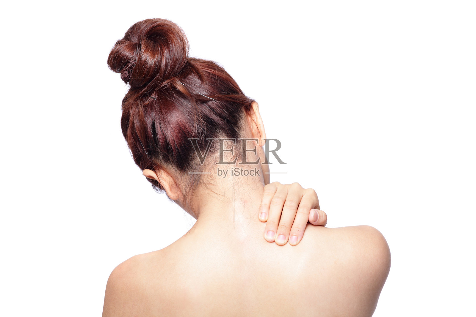 女性肩膀剧烈疼痛照片摄影图片