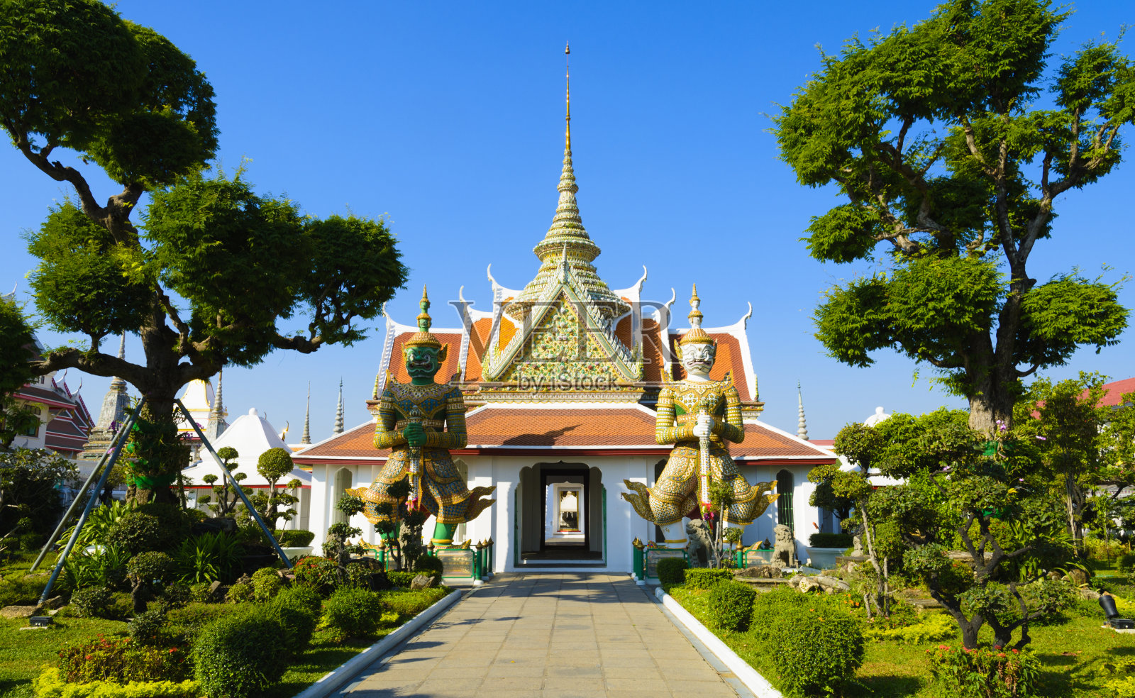 泰国曼谷的佛寺和华丽的树木照片摄影图片