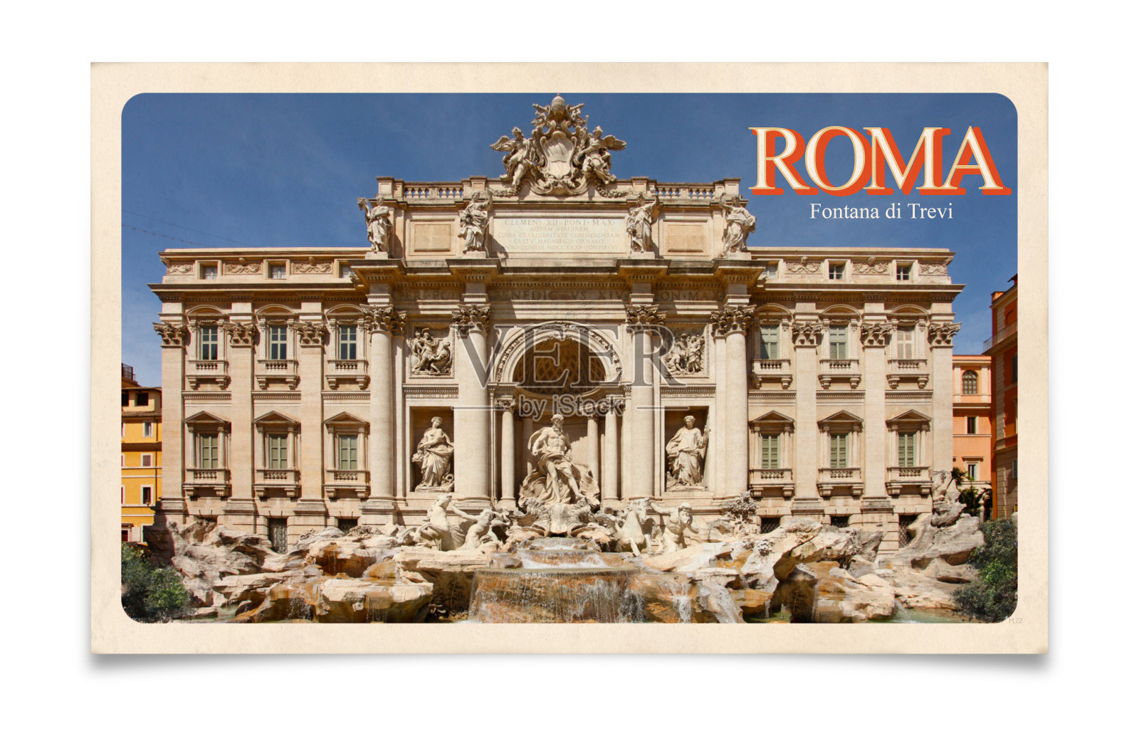 经典明信片:意大利罗马，特莱维喷泉照片摄影图片