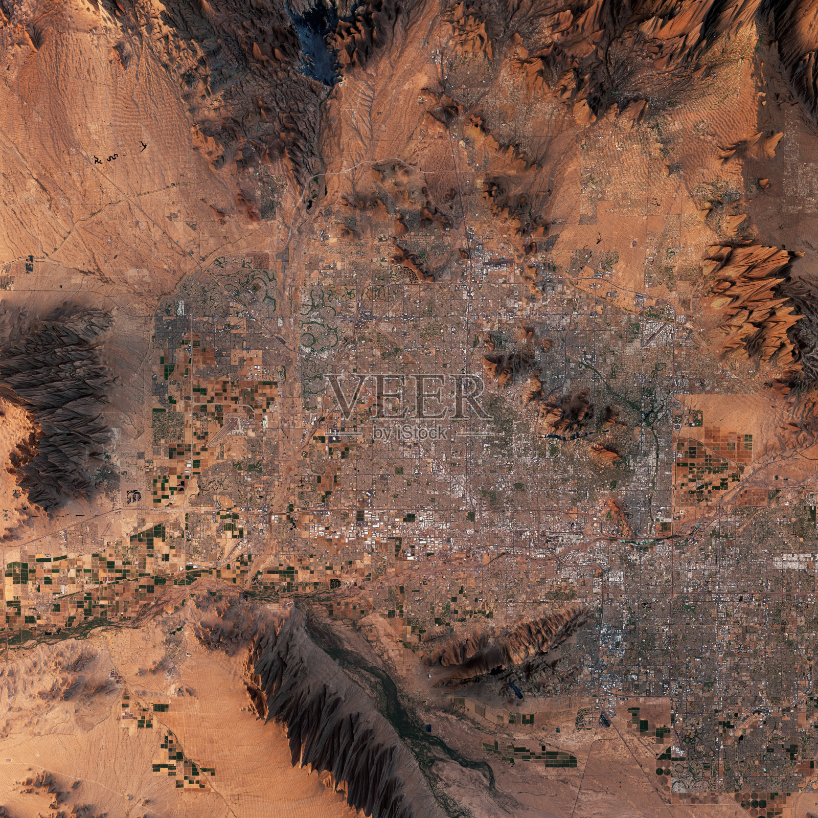 凤凰3D渲染卫星视图地形图照片摄影图片