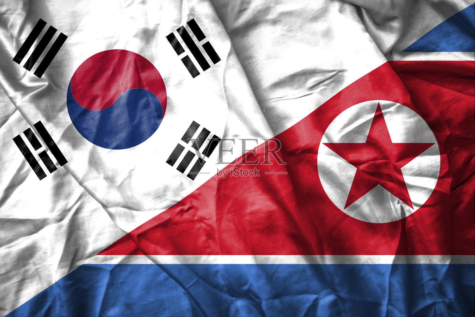 韩国和朝鲜国旗照片摄影图片