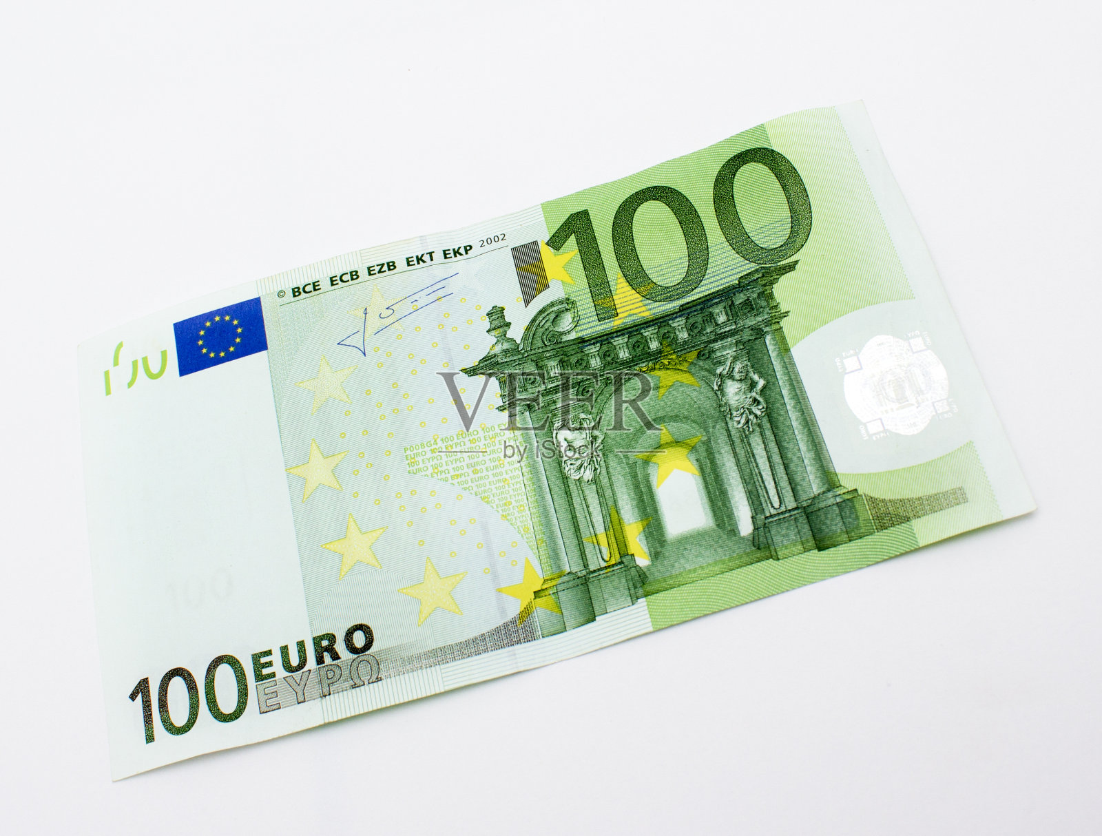 高视角的单一一百欧元钞票照片摄影图片