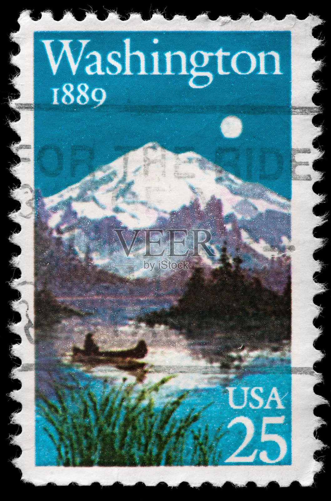 华盛顿州老式邮票插画图片素材