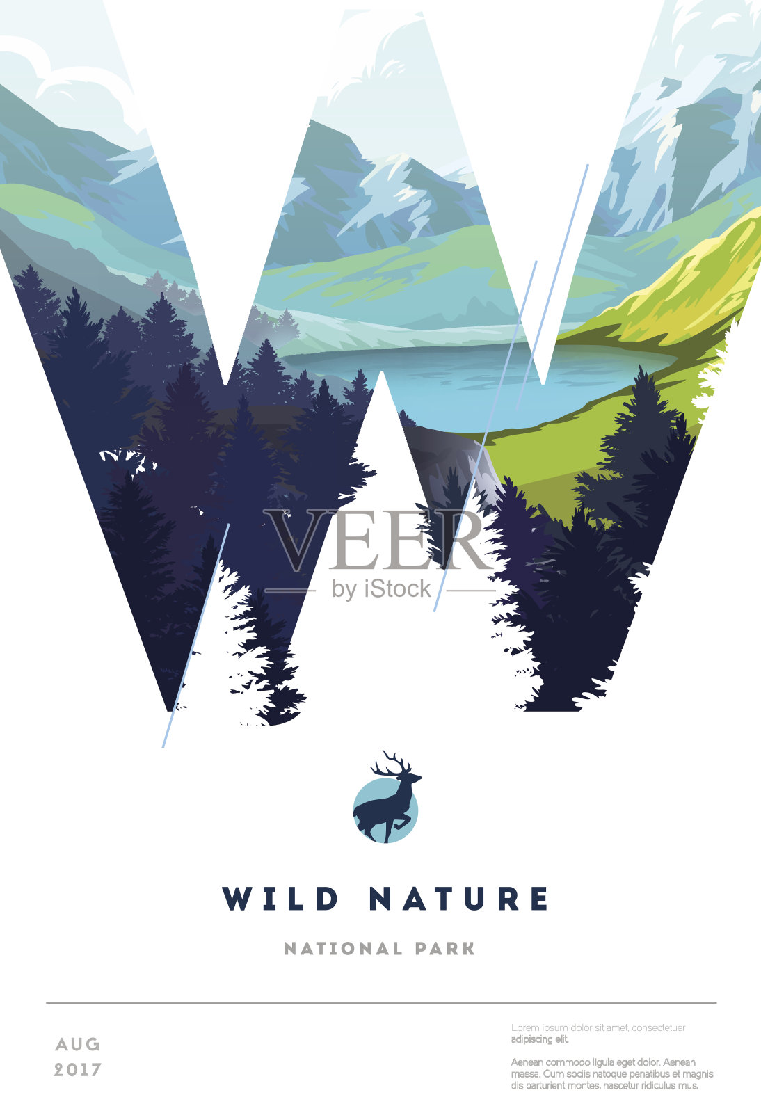 海报布局模板与自然景观背景插画图片素材