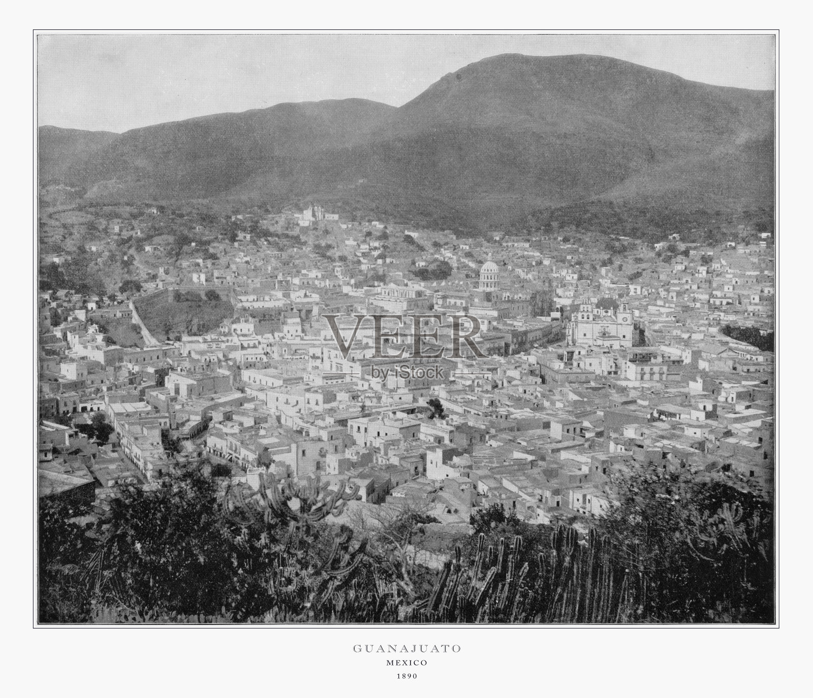 瓜纳华托，墨西哥，古董墨西哥照片，1893年照片摄影图片