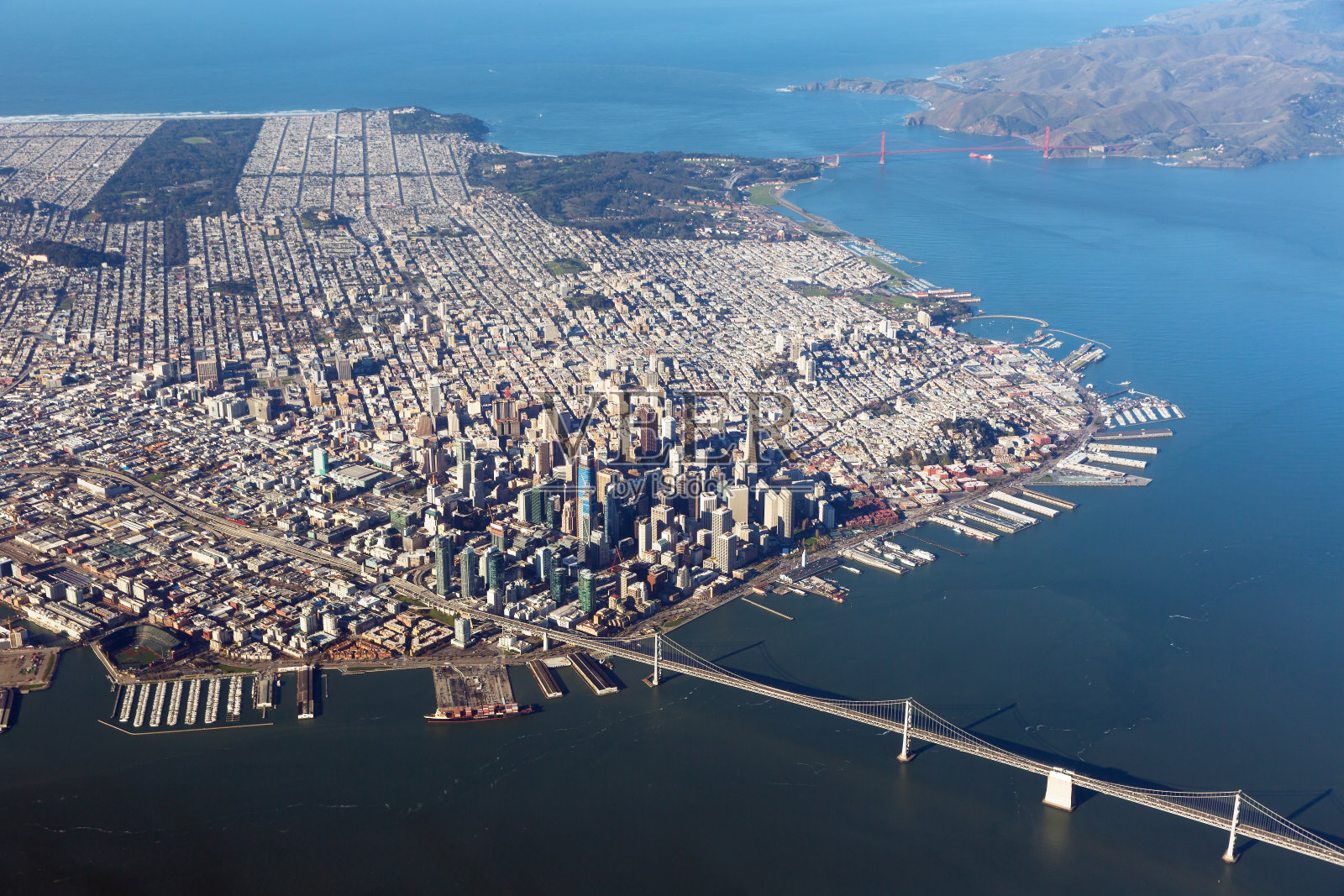 旧金山市中心鸟瞰图照片摄影图片