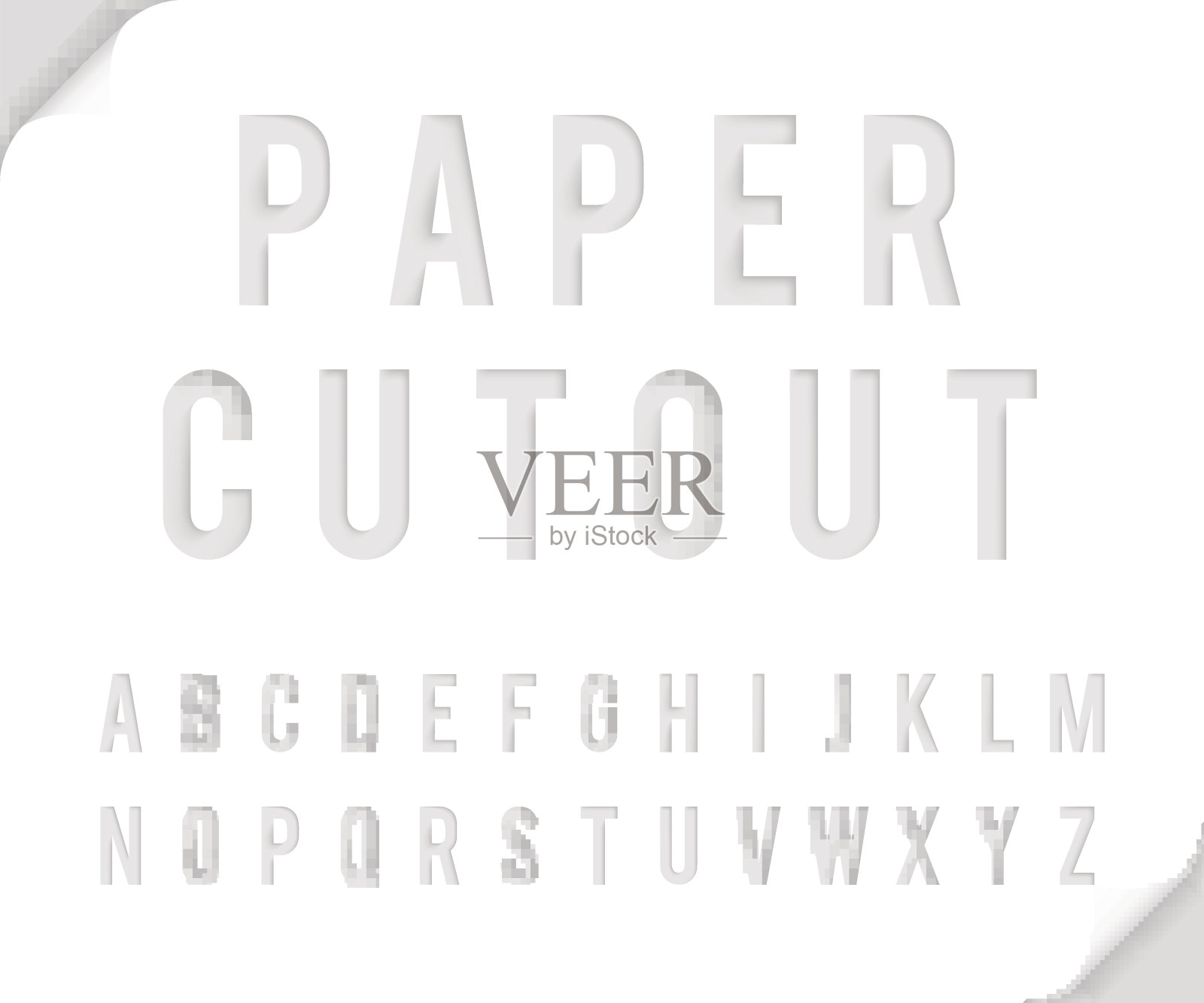 弯纸裁剪字体模板字母矢量插图设计元素图片