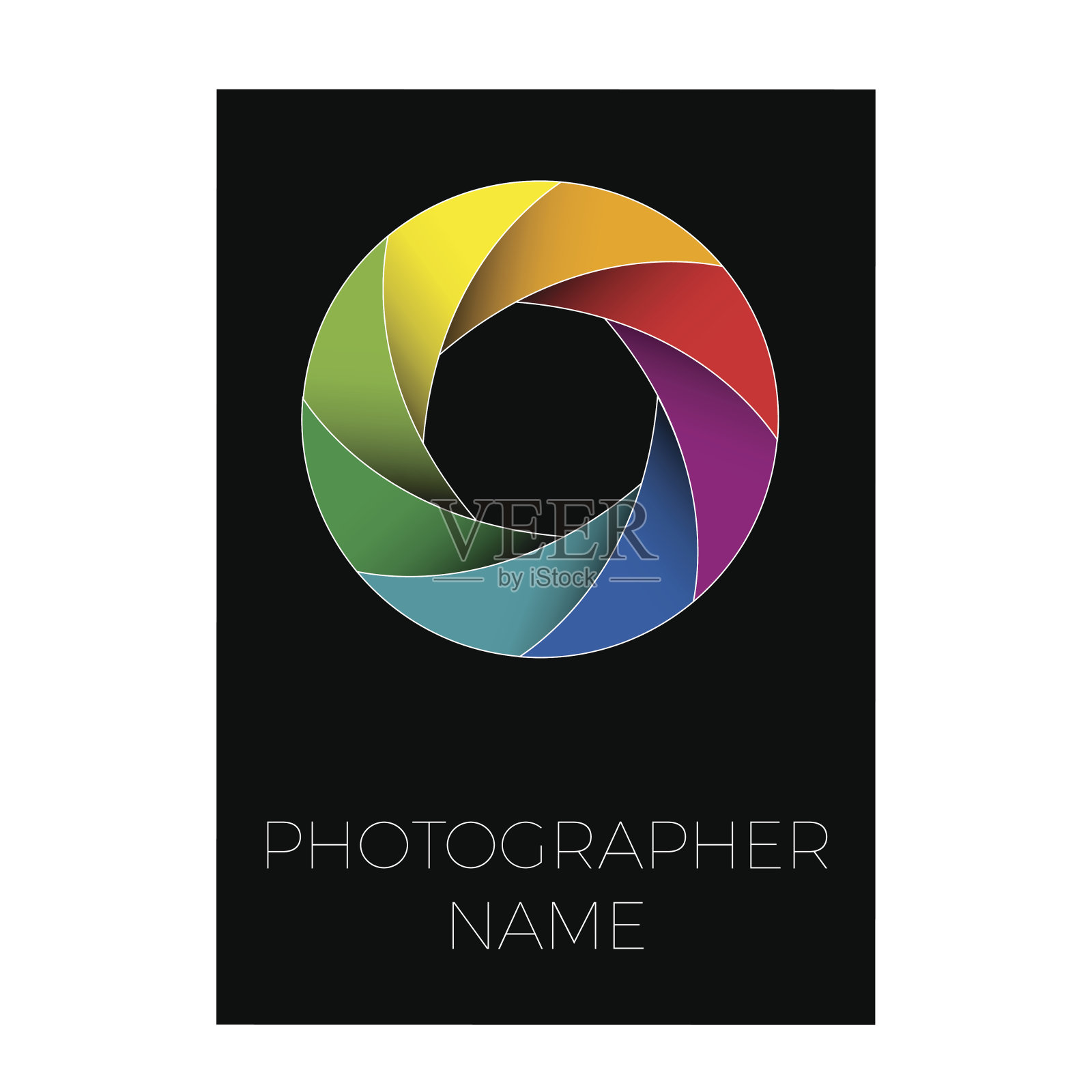 矢量标志摄影师，彩色光圈的镜头插画图片素材