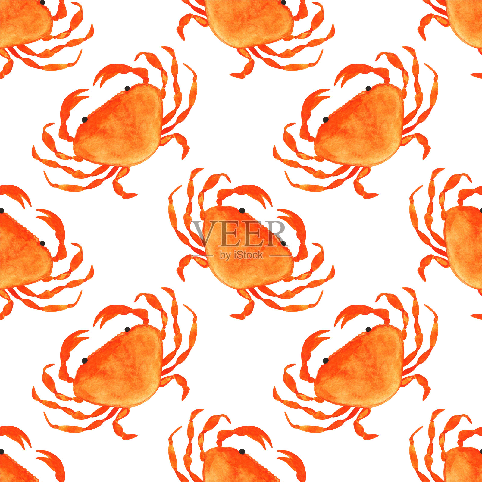 水彩无缝螃蟹图案设计元素图片