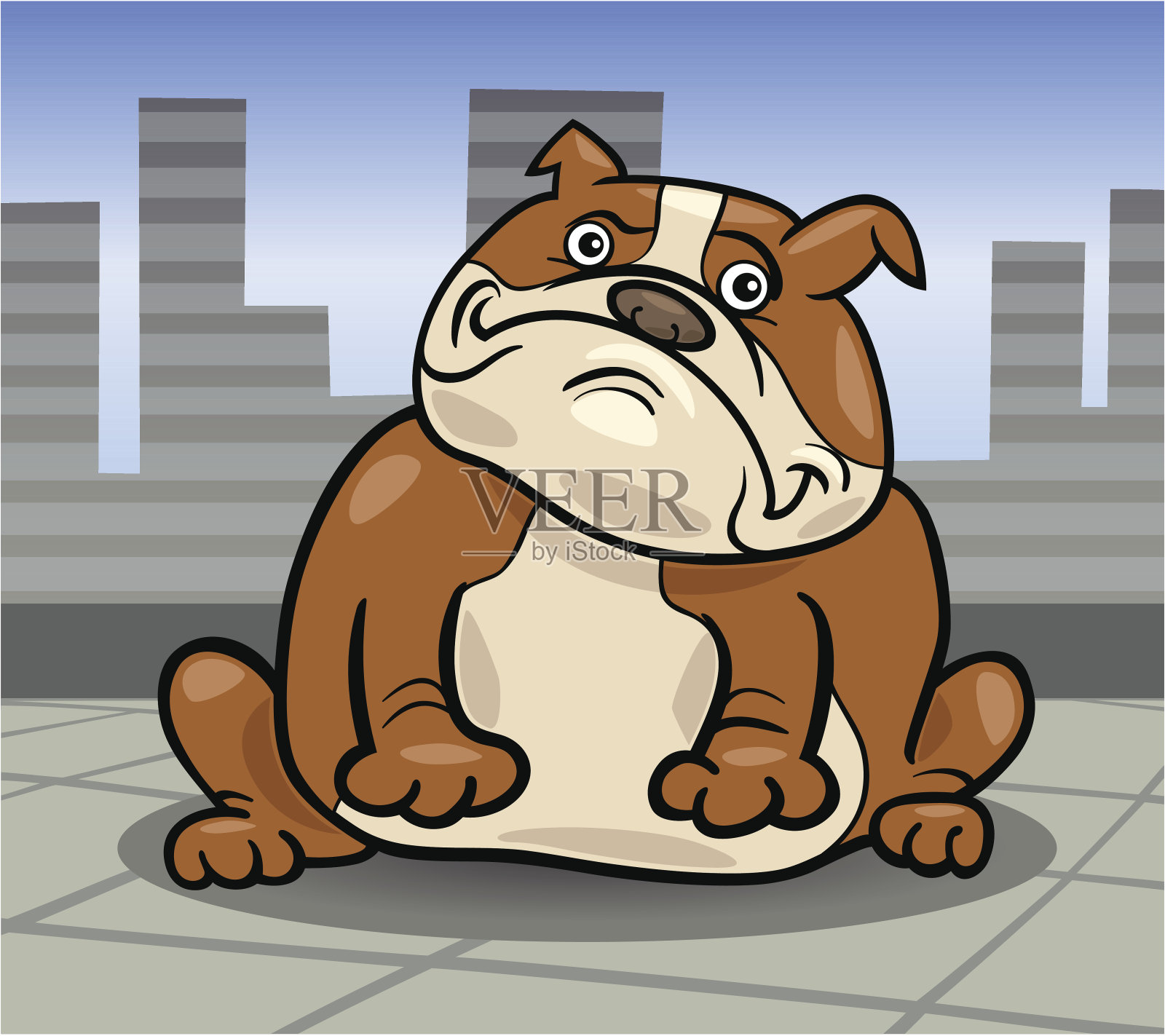 英国斗牛犬犬卡通插画设计元素图片