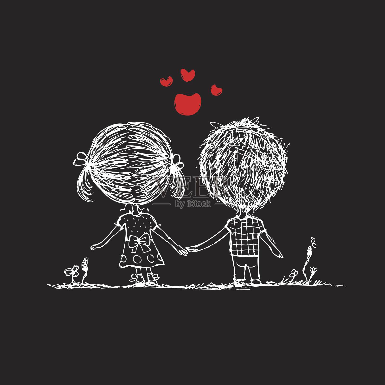 幸福的情侣拥抱在一起自拍插画图片素材_ID:420003710-Veer图库