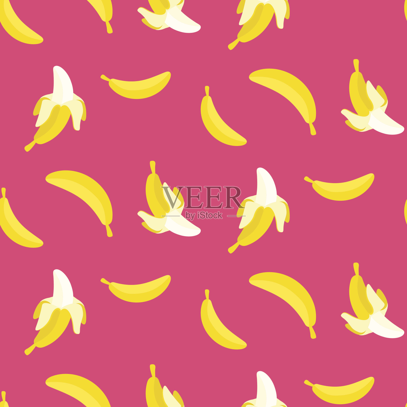 香蕉在粉红色无缝矢量模式插画图片素材