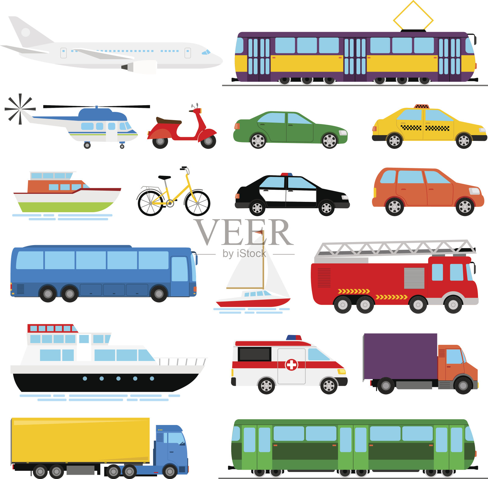 城市交通彩色矢量插图。城市交通运输插画图片素材