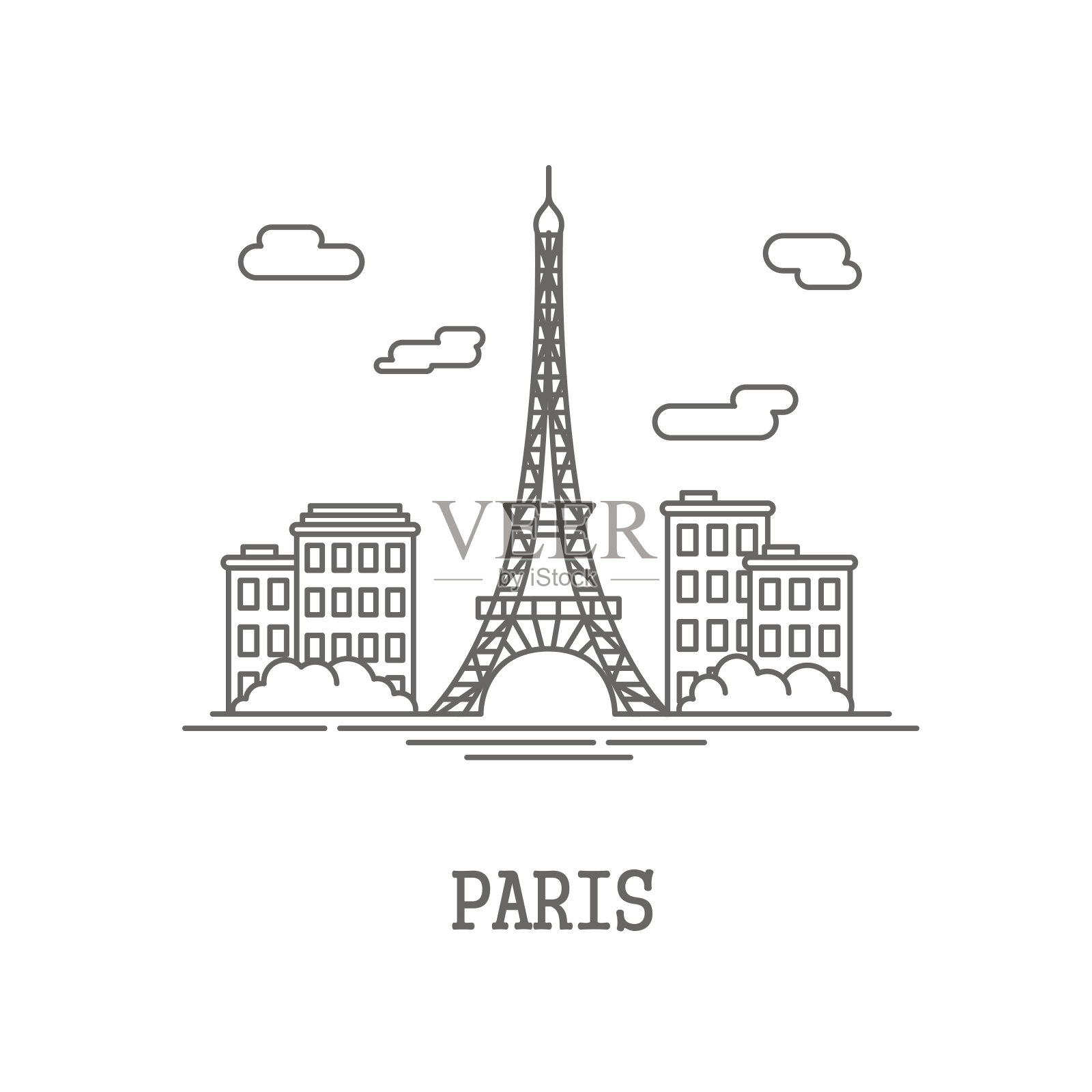 画出巴黎的剪影设计元素图片
