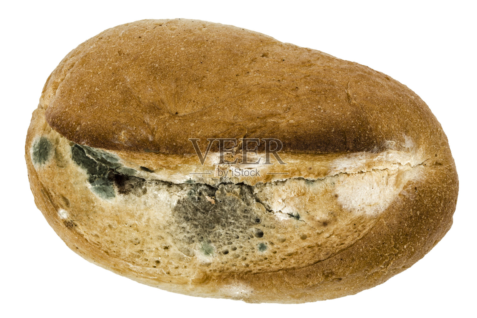 发霉的面包，孤立在白色背景上照片摄影图片