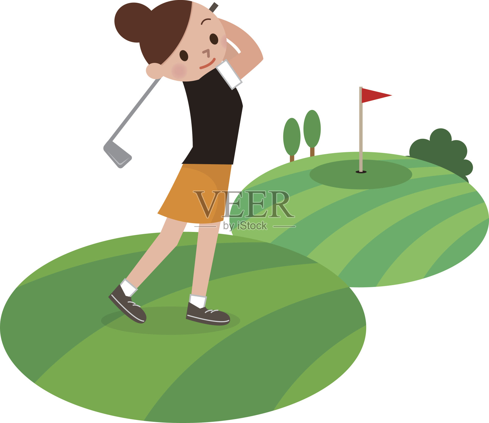 女孩的高尔夫球员插画图片素材