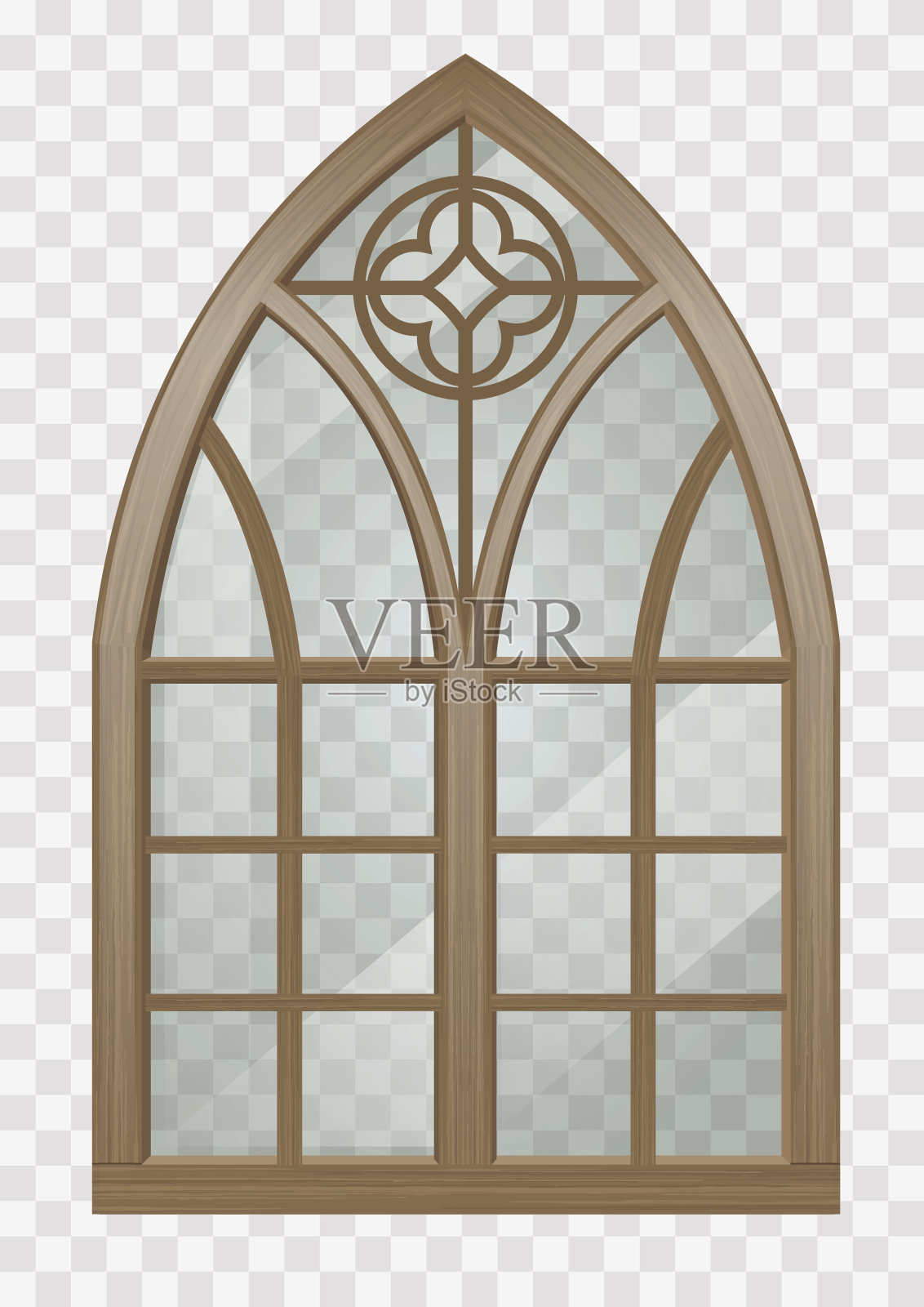 哥特式木窗设计元素图片