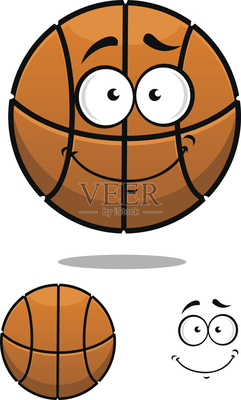 有一张可爱脸的篮球角色插画图片素材