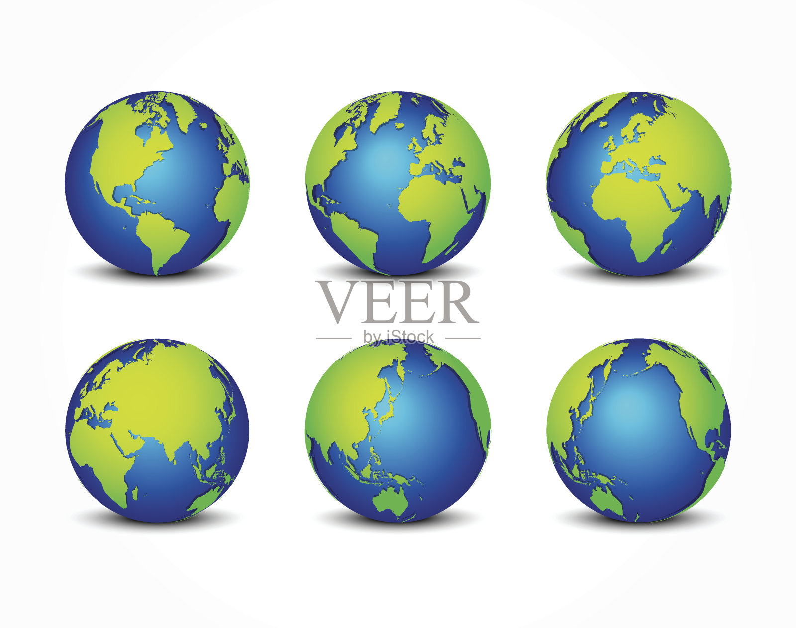 地球的四面(世界各地)(地球保护概念)设计元素图片