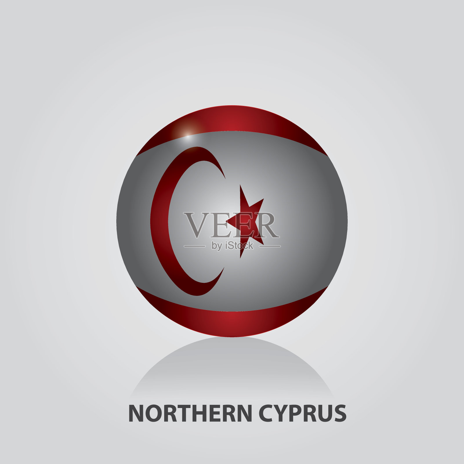北塞浦路斯-旗帜的亚洲矢量插图插画图片素材