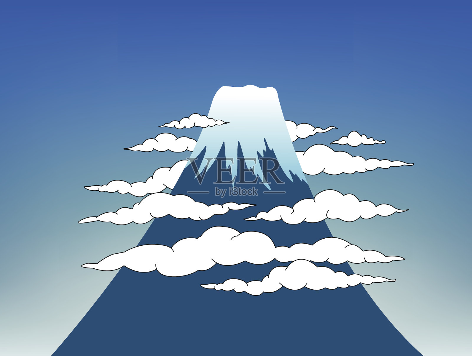 有天的富士山插画图片素材
