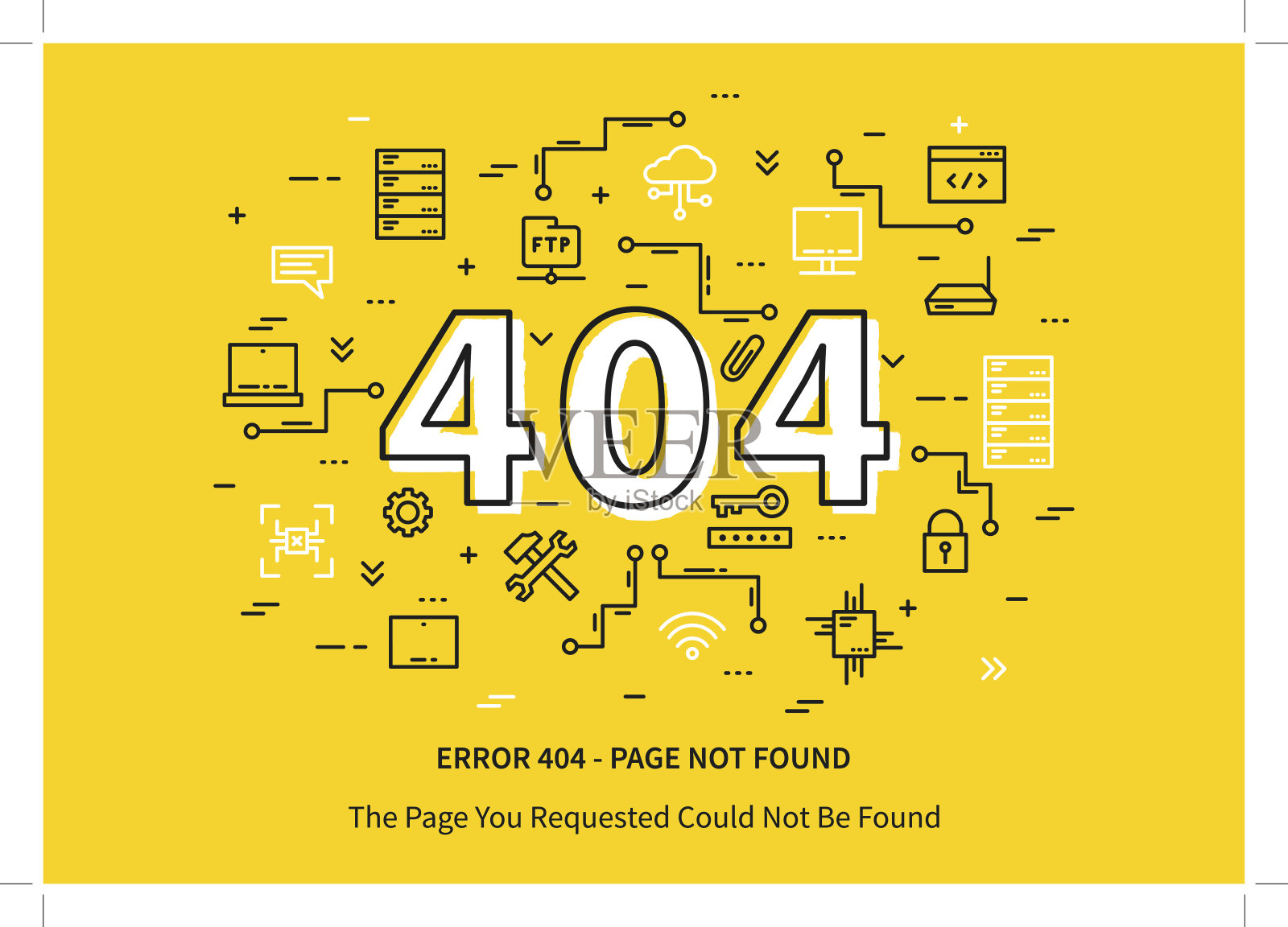 数据中心404页面错误插画图片素材