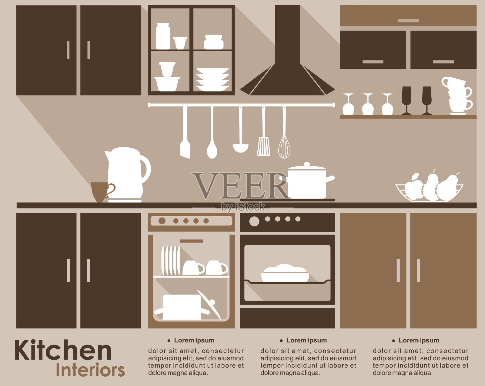 厨房内部信息图模板插画图片素材