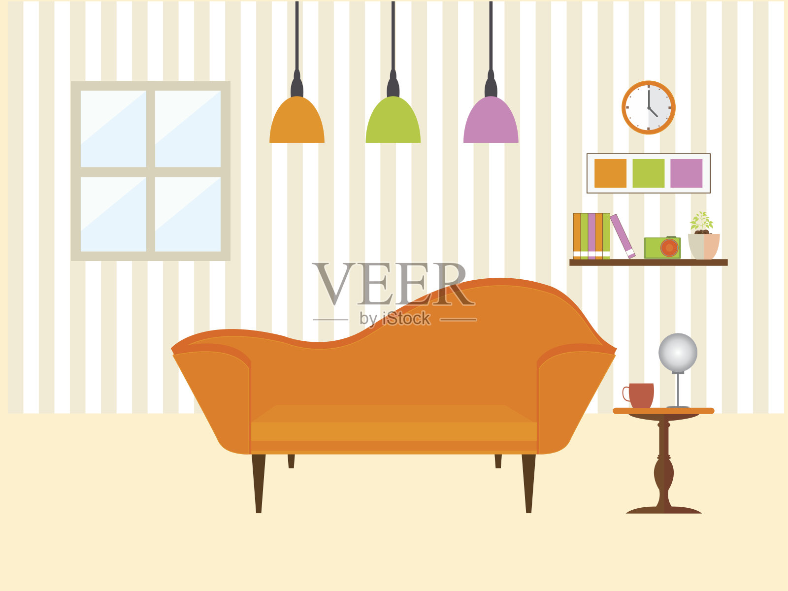 客厅和沙发家具。插画图片素材