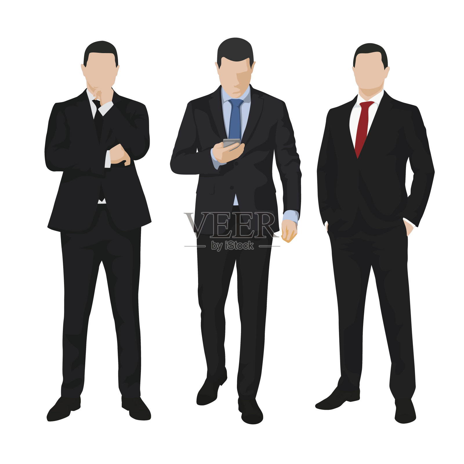三个商人组成的小组，孤立的矢量插图。人插画图片素材