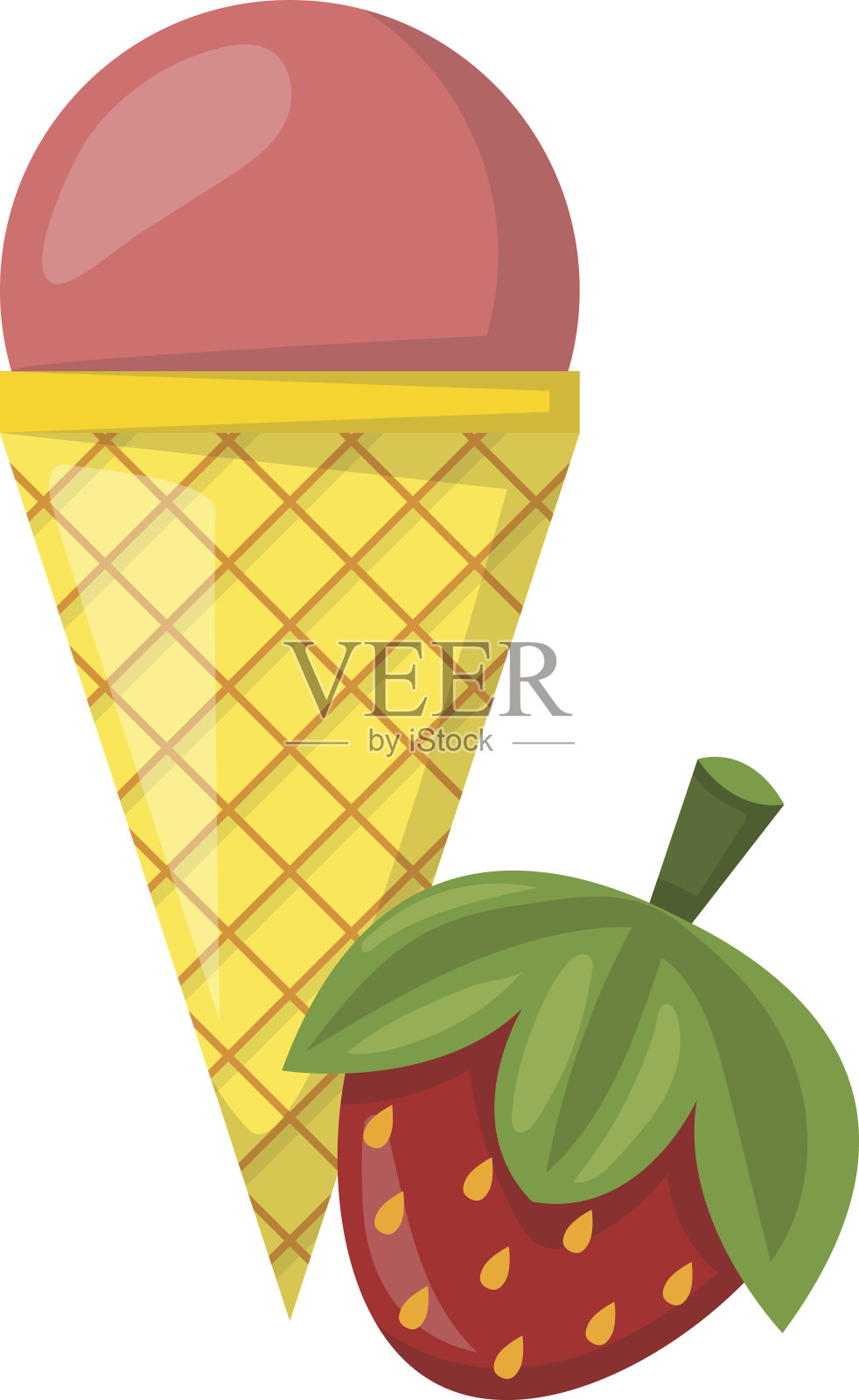 矢量卡通草莓冰淇淋球插画图片素材