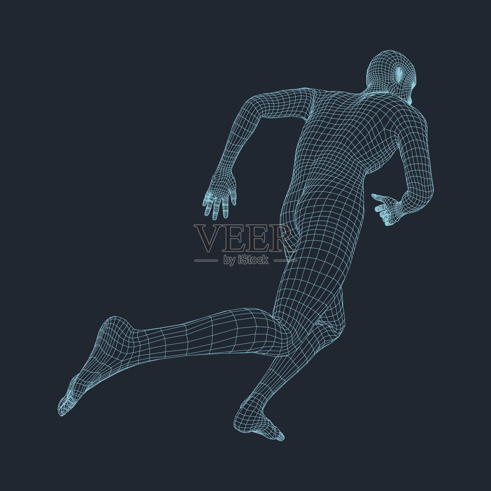 奔跑的人，3D模型的人。商业和技术矢量插图。插画图片素材