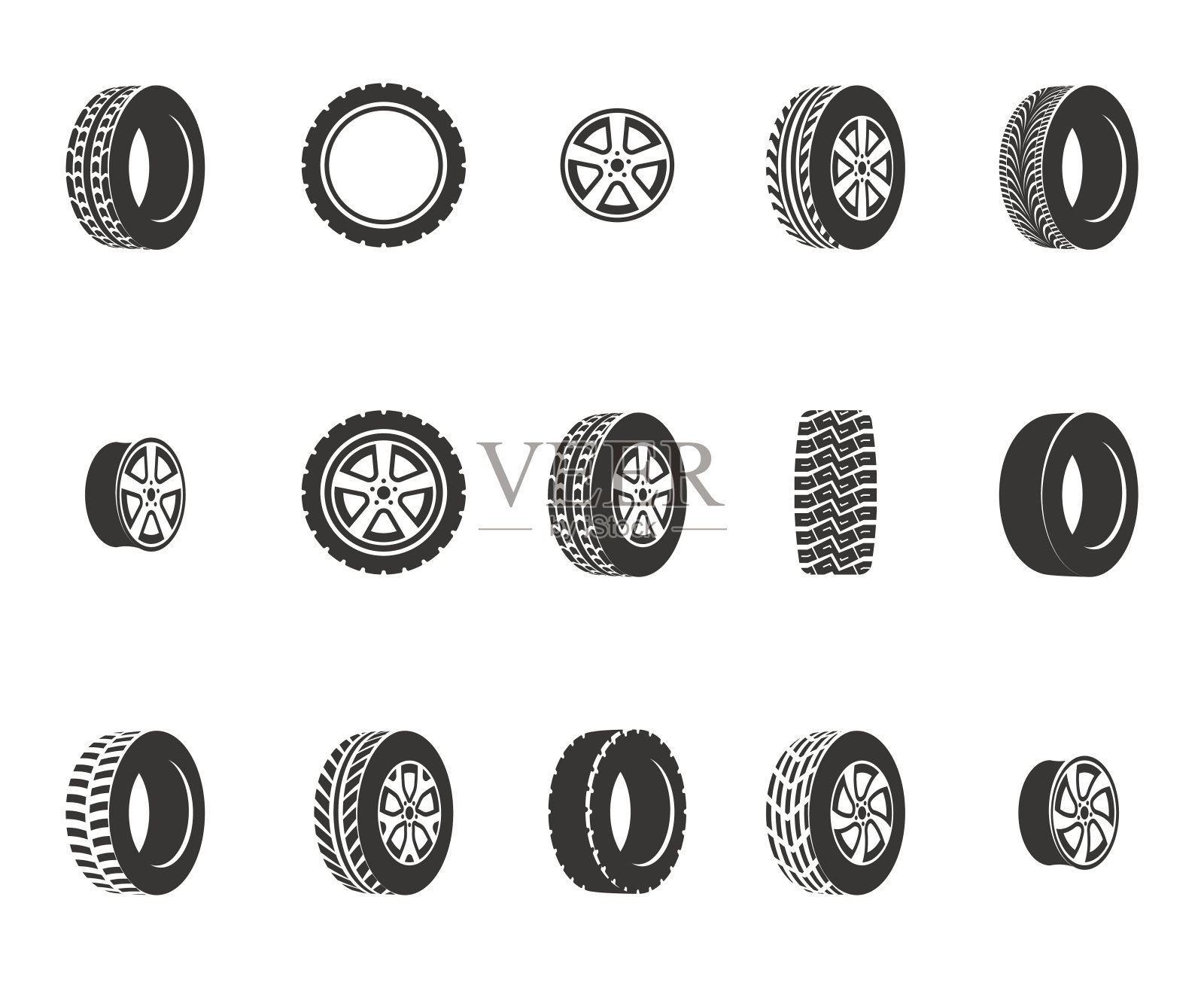 轮胎、轮盘、汽车服务矢量图标图标素材