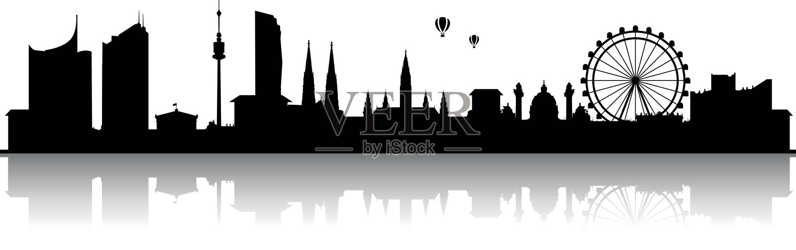 维也纳天际线轮廓插画图片素材