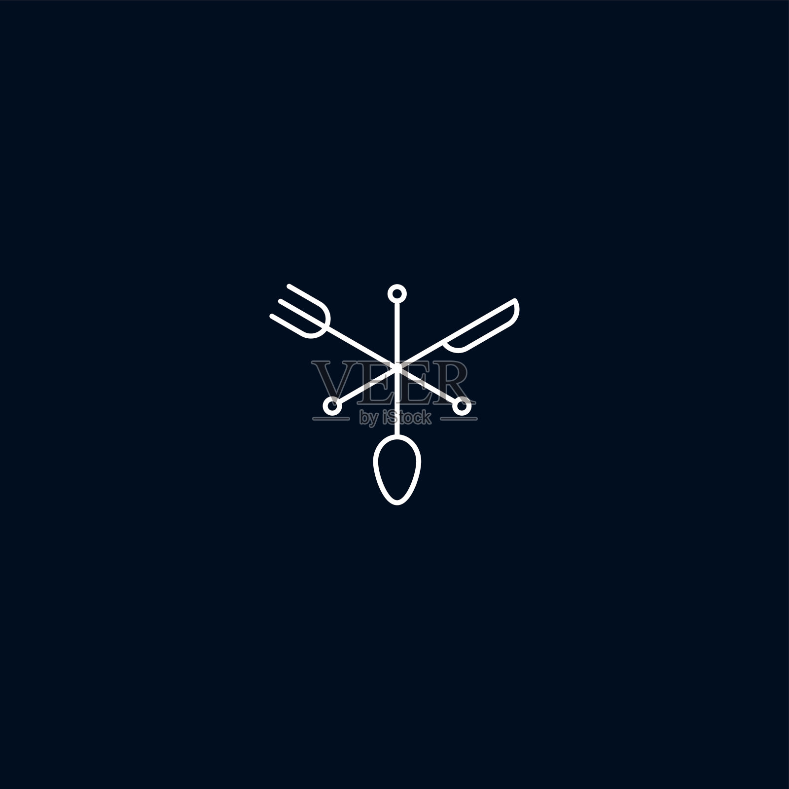 线符号，叉，勺，刀，矢量设计元素插画图片素材