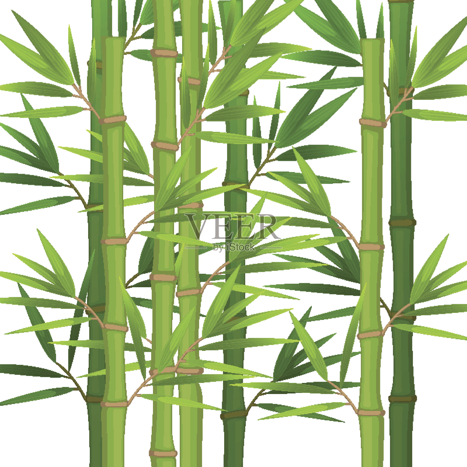 竹竿与绿叶扁平的主题在现实中设计元素图片