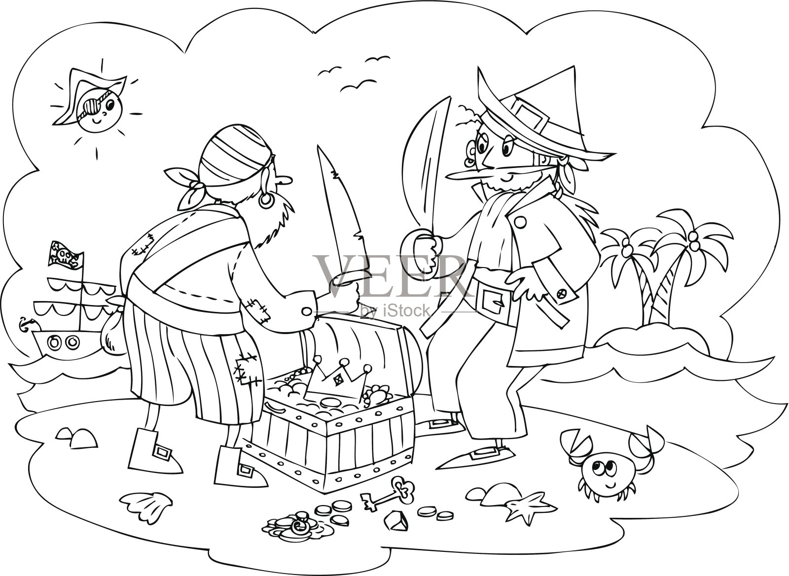 海盗的宝藏简笔画图片