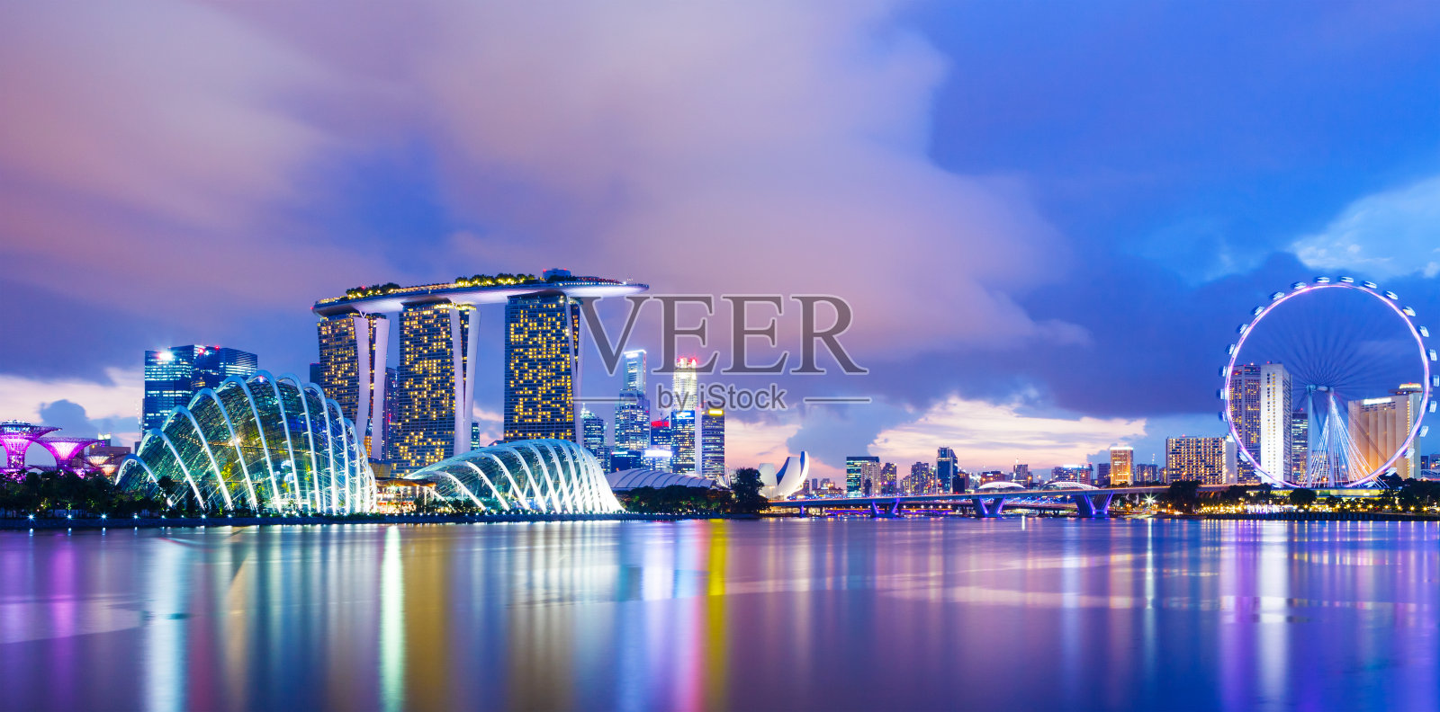 日落时分的新加坡城市景观照片摄影图片