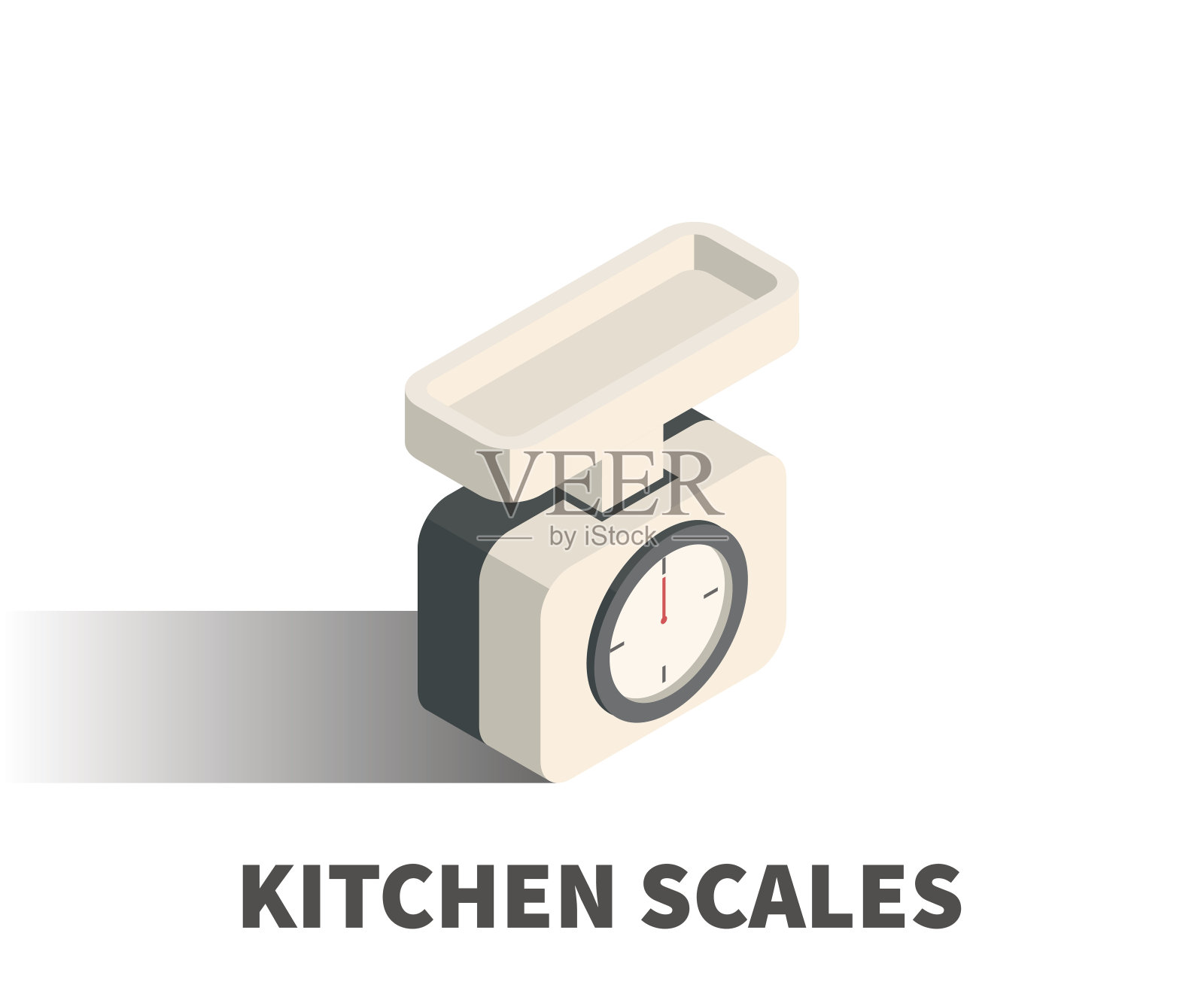 厨房尺度图标，矢量符号在等距3D风格孤立在白色背景。插画图片素材