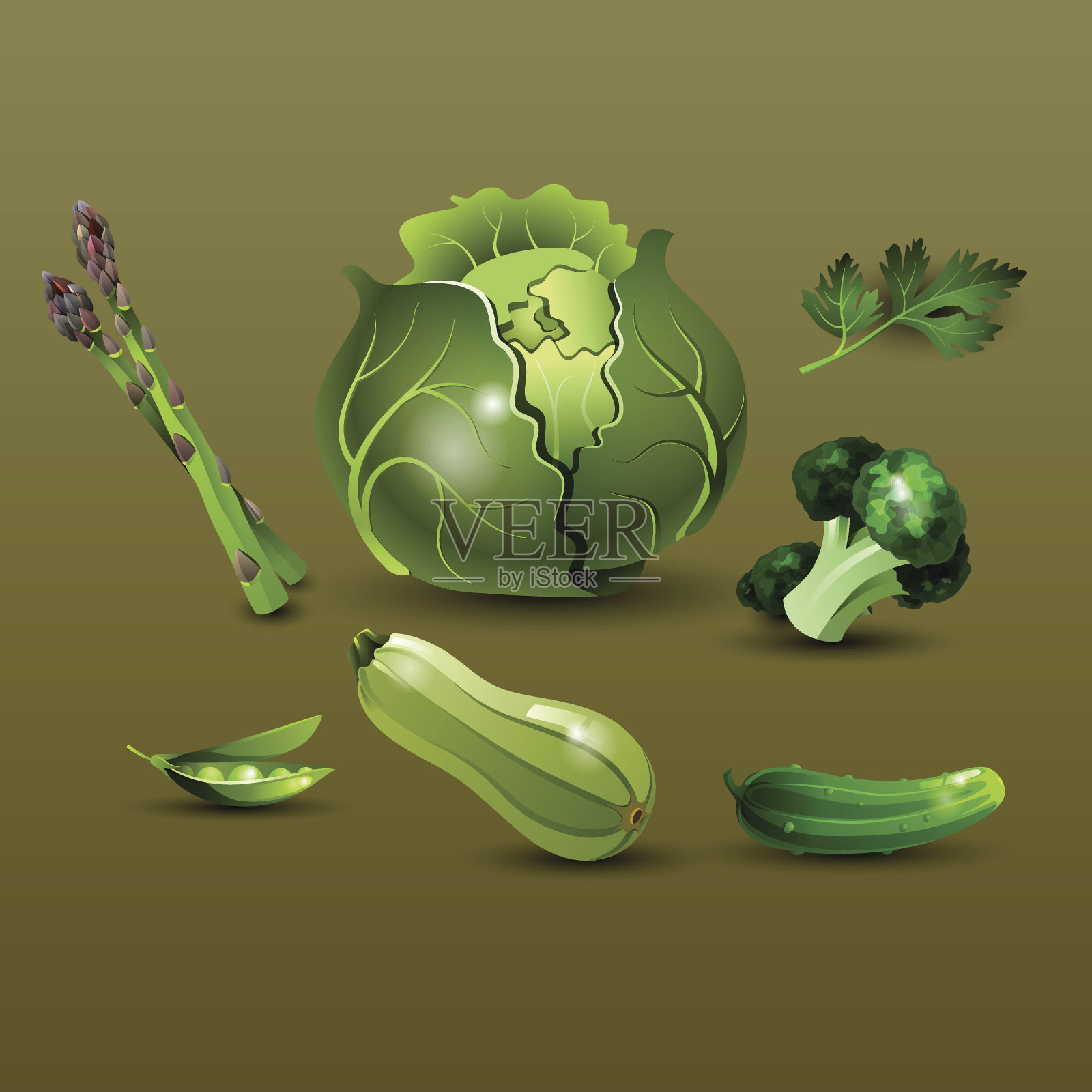 一套新鲜蔬菜。健康的生活方式，饮食和素食插画图片素材