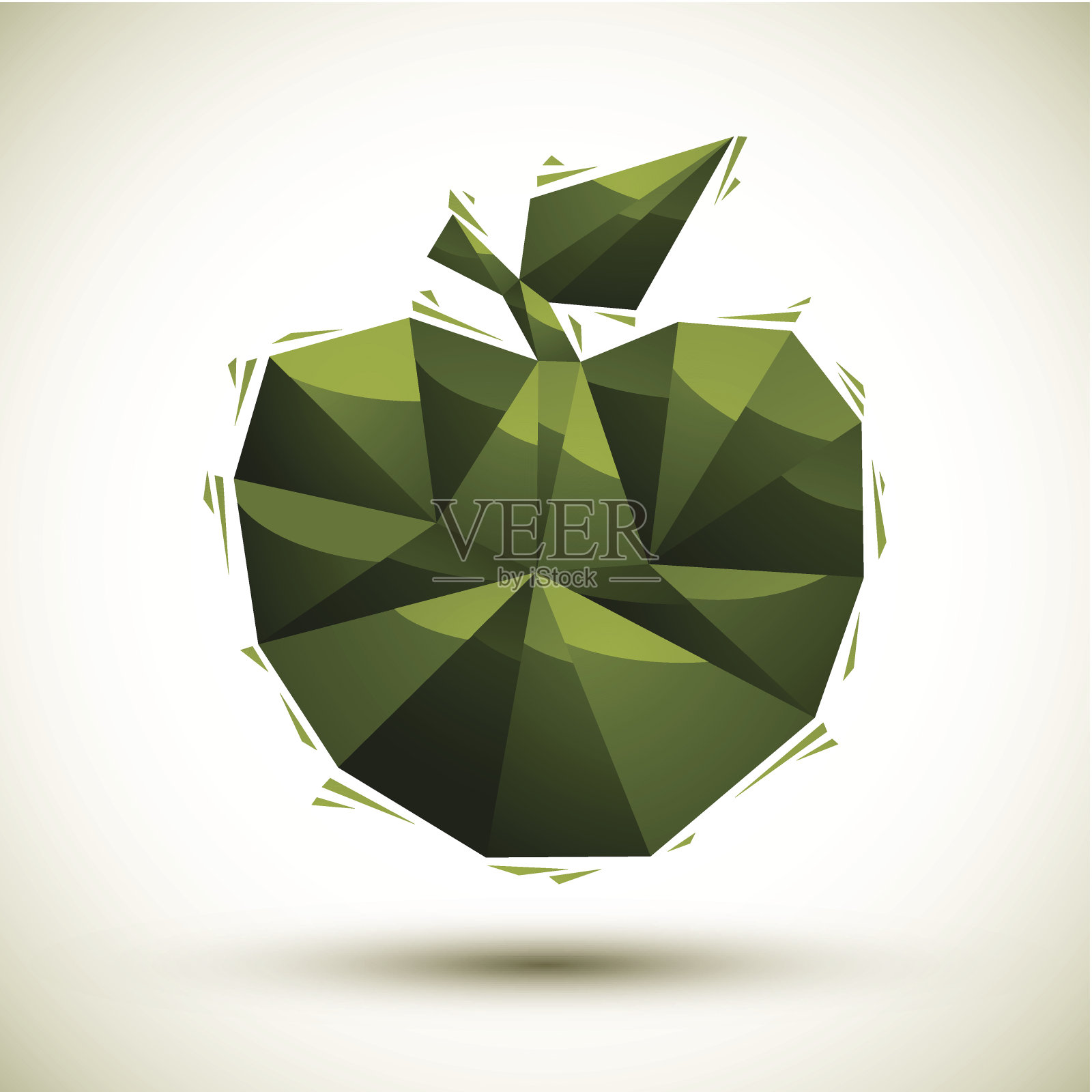 绿色苹果的几何图标在3d现代风格插画图片素材