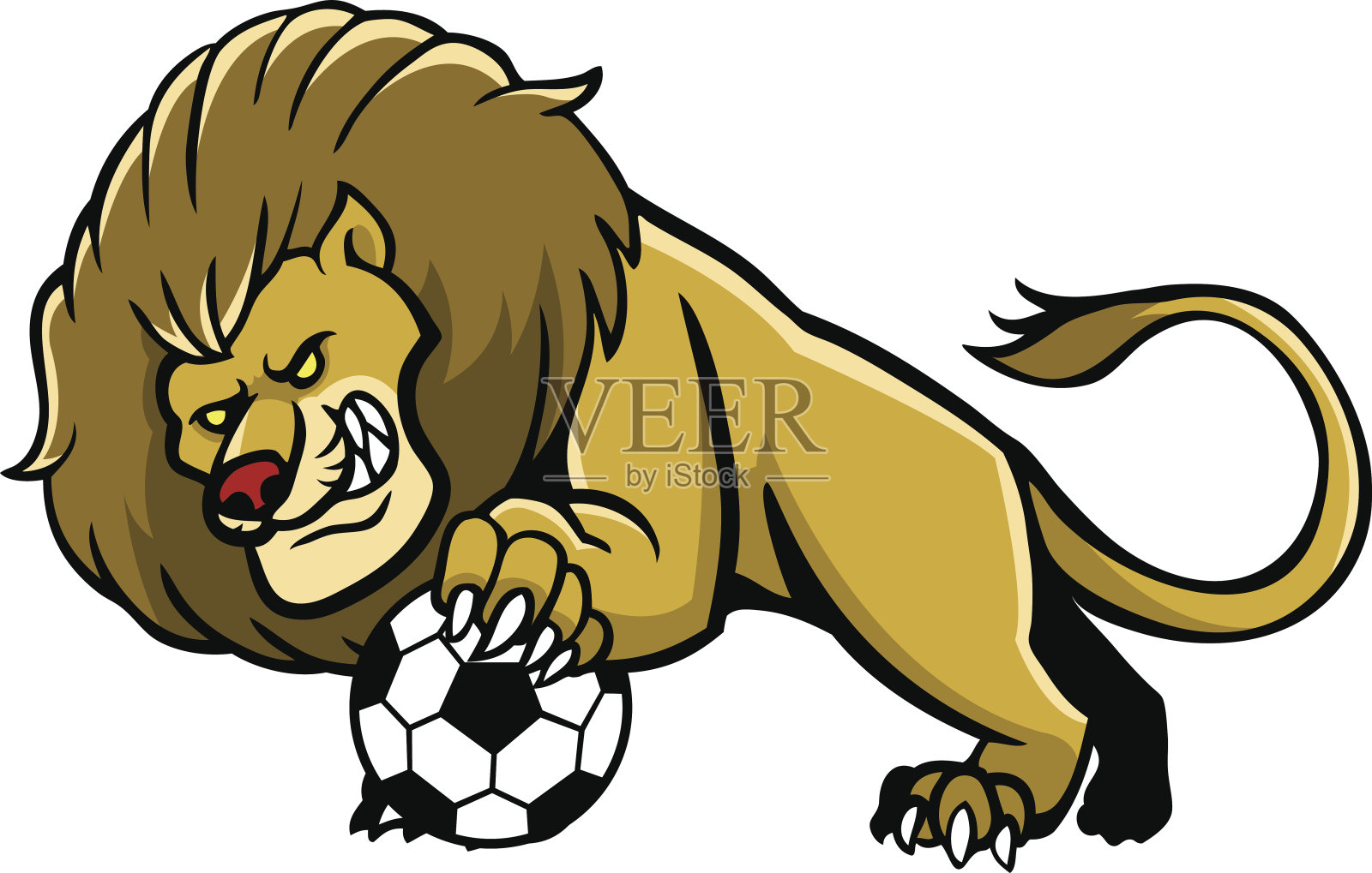足球冠军队的狮子吉祥物插画图片素材_ID:398243641-Veer图库