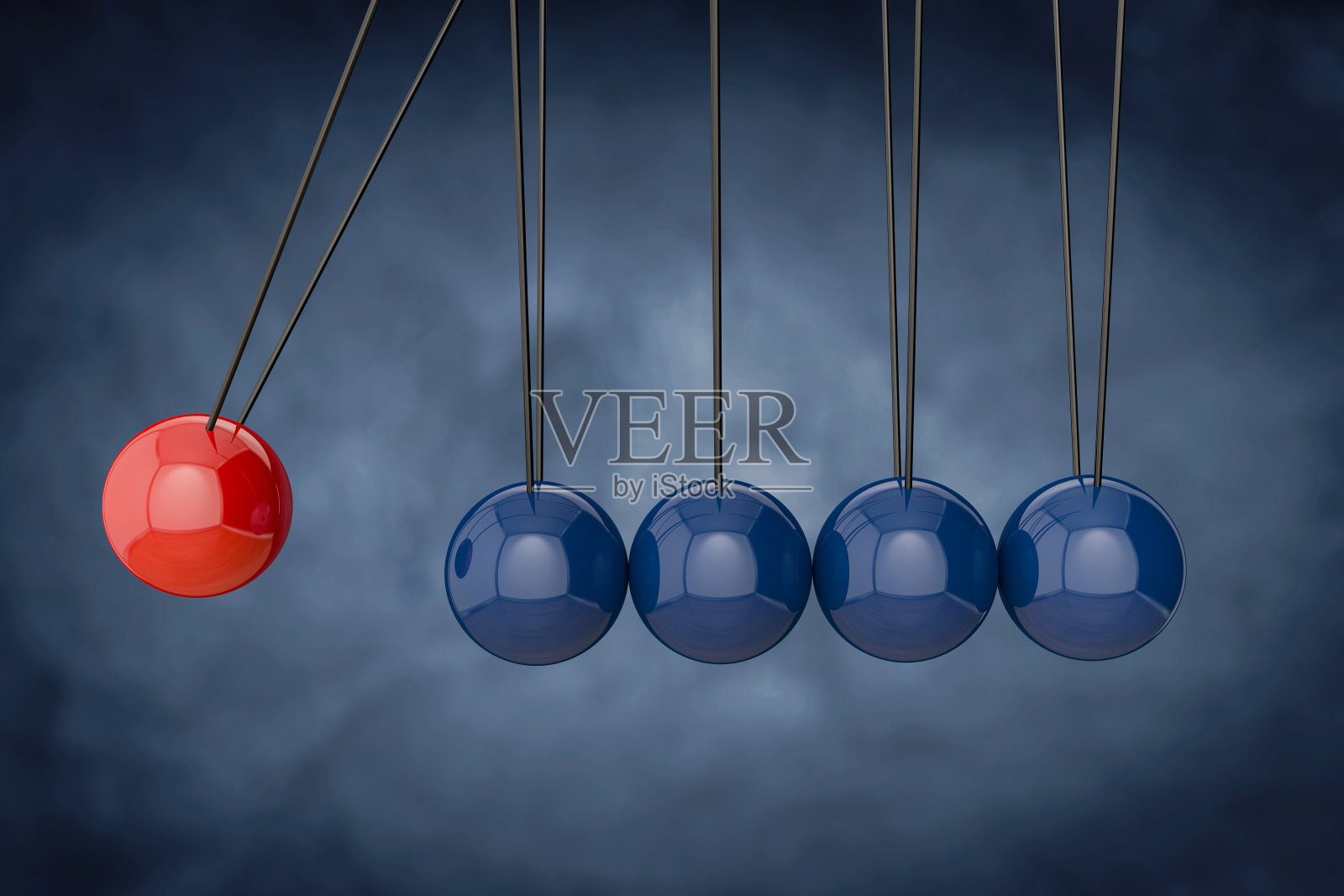 蓝色平衡球牛顿的摇篮插画图片素材