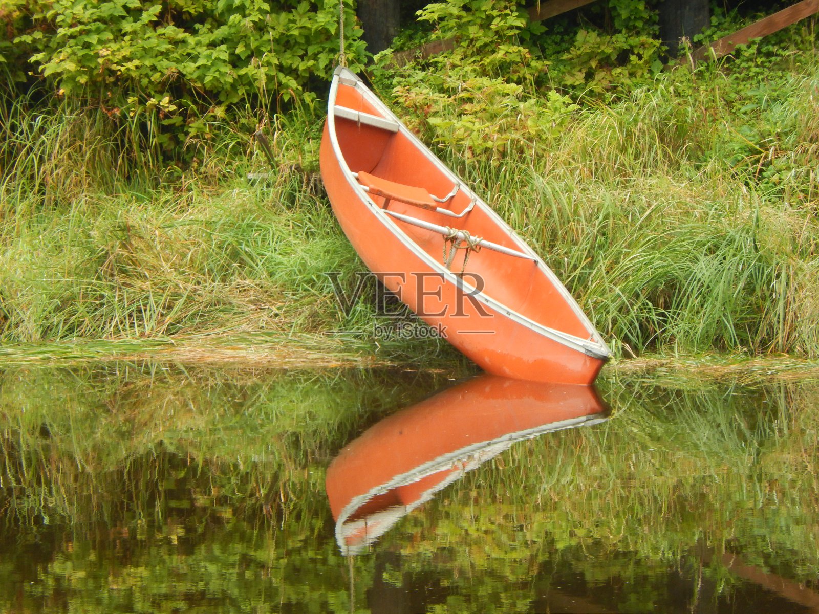 靠近水边的独木舟照片摄影图片