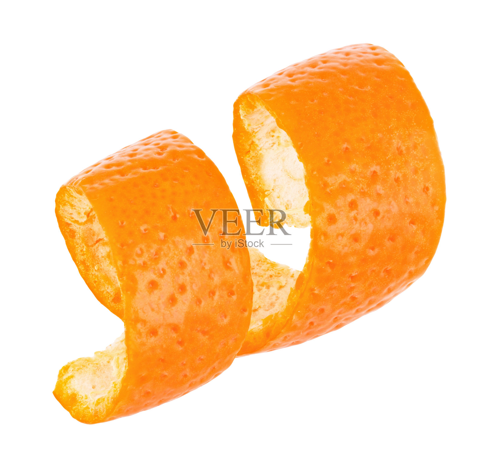 卷曲橘皮孤立在白色背景照片摄影图片