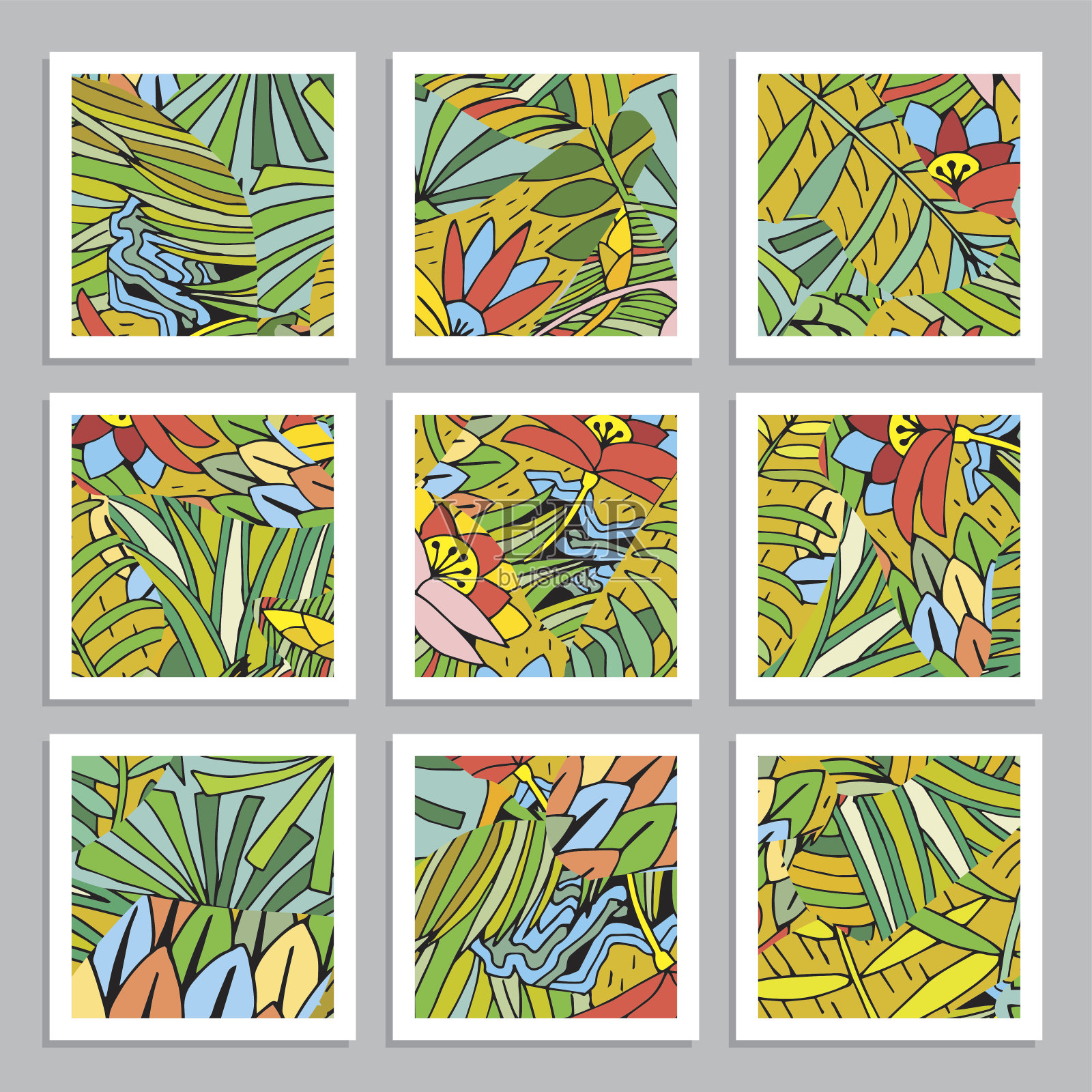 热带花卉的背景。矢量卡片和旗帜与异国情调的花和叶。插画图片素材
