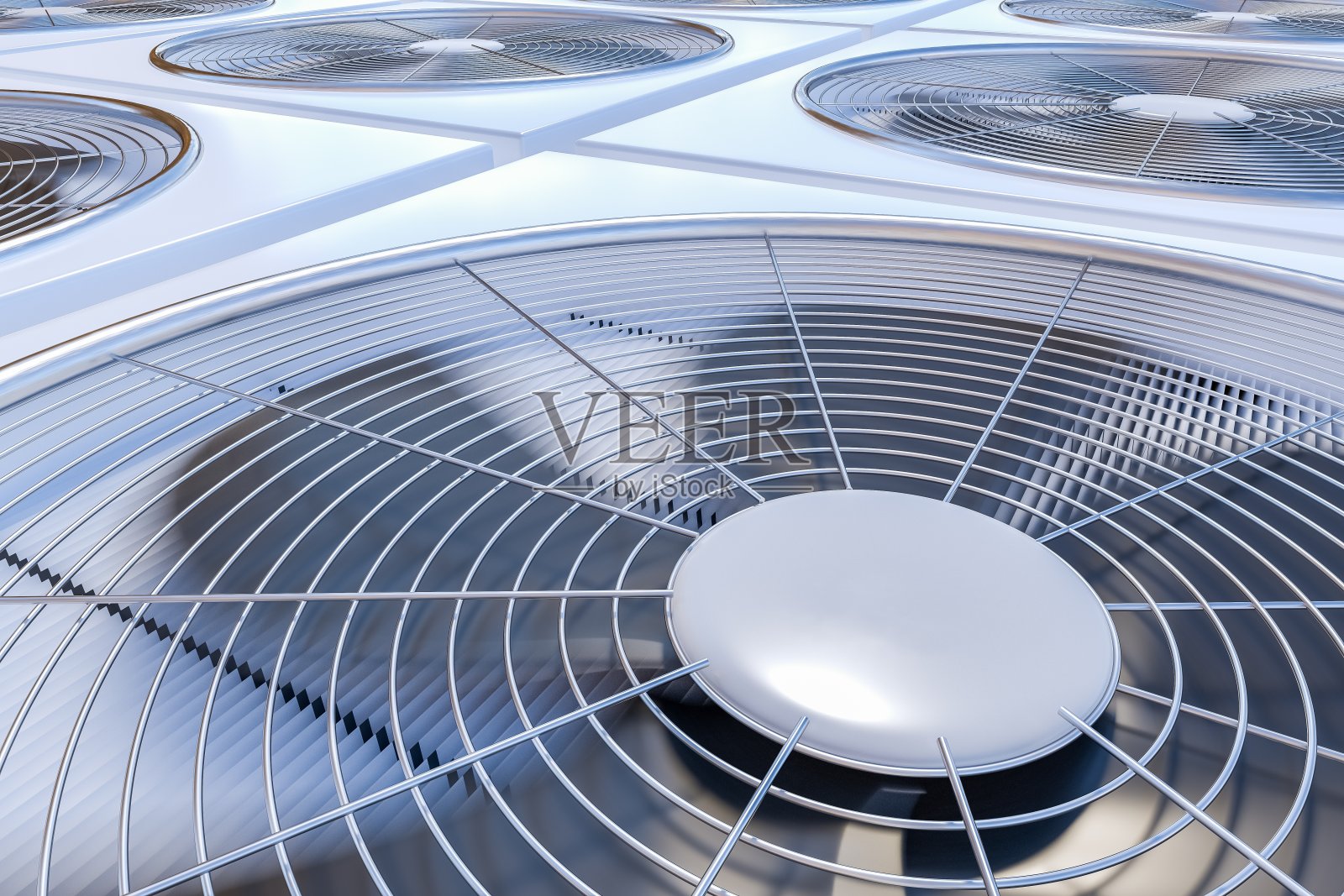 暖通空调单元(加热，通风和空调)的近视图。3 d渲染插图。设计元素图片