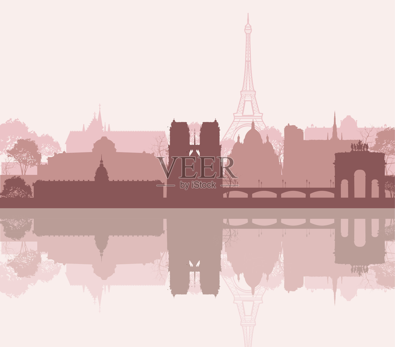 法国巴黎城市天际线插画图片素材