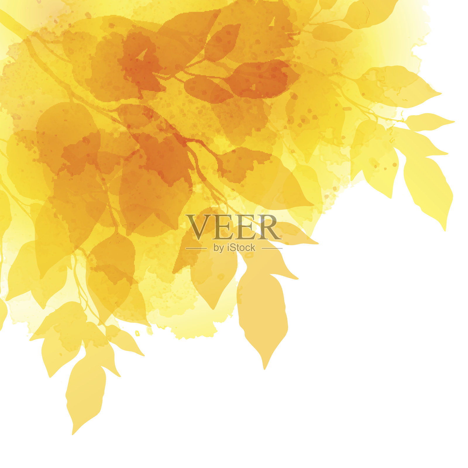 秋叶水彩矢量背景设计元素图片